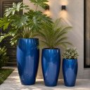 Ver imagem 3 de Vaso Fibra de Vidro Atenas P 52cm Decorativo Azul Metálico Brilho