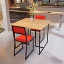 Ver imagem 2 de Conjunto Mesa de Jantar Quadrada Pinus 2 Cadeiras Preta Riviera Industrial Don Castro Decor Riviera