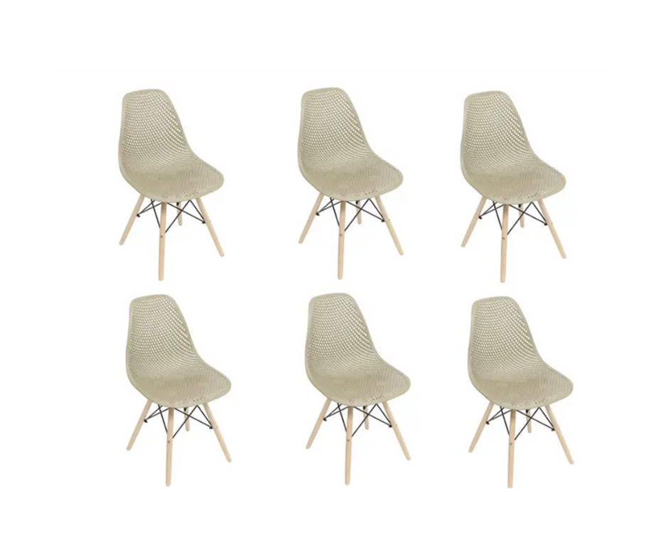 Kit com 06 Cadeiras de Jantar Eames Colmeia Fendi - Bering