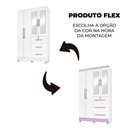 Ver imagem 4 de Guarda Roupas Solteiro Com Espelho 4 Portas 3 Gavetas com pés Tokio Branco / Branco Lilás Flex