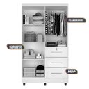 Ver imagem 5 de Guarda Roupas Solteiro Com Espelho 4 Portas 3 Gavetas com pés Tokio Branco / Branco Lilás Flex