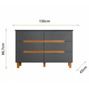 Ver imagem 3 de Cômoda Quarto 6 Gavetas 136 cm Puxador Cava e Pés 100% MDF Cor:Cinza com Peroba