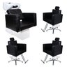KIT Evidence - 1 Lavatório + 3 Cadeiras Fixas Para Salão Bullon Lavatório + Fixa + Fixa + Fixa preto - 4