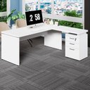 Ver imagem 1 de Mesa Escritório L 170cm X 70cm Gaveteiro 3 Gav. Pé Painel F5 Cor:branco