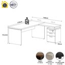 Ver imagem 2 de Mesa Escritório L 170cm X 70cm Gaveteiro 3 Gav. Pé Painel F5 Cor:branco
