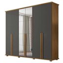 Ver imagem 1 de Guarda Roupa 6 Portas com Espelho 271cm Estrela RV Móveis Cinamomo/Grafite