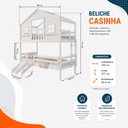 Ver imagem 4 de Beliche Casinha Dos Sonhos com Varanda Kit Escorregador e Grade Protção Madeira Maciça Branco