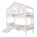 Ver imagem 3 de Beliche Casinha Dos Sonhos com Varanda Kit Escorregador e Grade Protção Madeira Maciça Branco