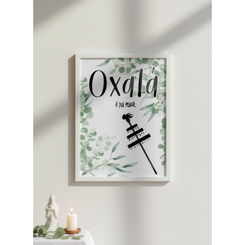 Quadro Decorativo Oxalá É Pai Maior - 70x50cm:moldura Branca