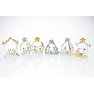 4 Kits Presépio de Vidro Decoração Natal 6 Pç