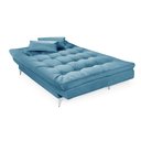 Ver imagem 2 de Sofá Cama Versátil Pés de Alumínio Espuma D33 Azul Turquesa 362 Império Estofados