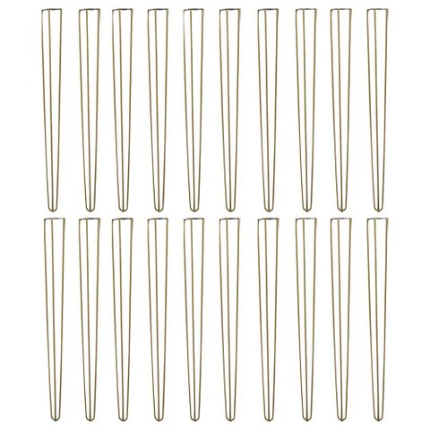 Kit 18 Pés de Metal 90 CM Hairpin Legs Aparador e Mesa de Canto Dourado