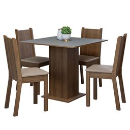 Conjunto Sala de Jantar Mesa Tampo de Madeira 4 Cadeiras Rustic/cinza/sintético Bege Samara Madesa - 2