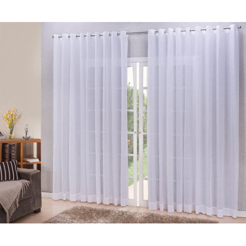 Cortina linho tecido 3,00x2,00 Para Varão Simples:Branco