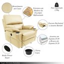 Ver imagem 3 de Poltrona do Papai Sala de Cinema Mia Reclinável Retrátil Power Elétrico Base Fixa Couro Creme G40 -