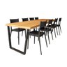 Conjunto Mesa Madeira Maciça Lanna 2,50m Ferragem Preta com 8 Cadeiras Tramontina Preta - 2
