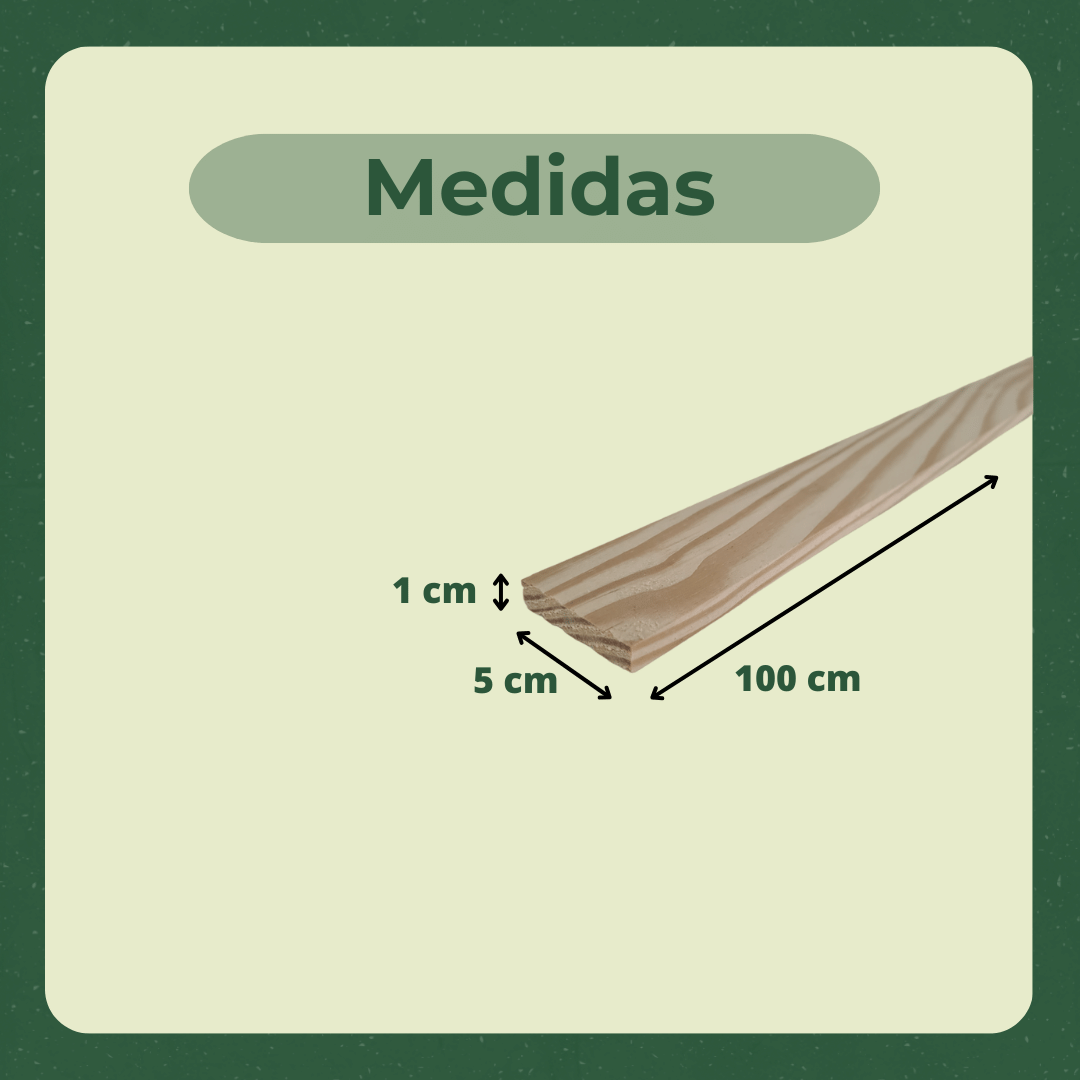 10 Ripas/sarrafos de 1x5x100 Cm Madeira de Pinus - 3