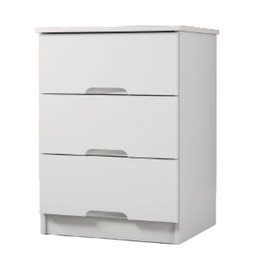 Mesa de Cabeceira 3 Gavetas Londres Branco Acetinado - Móveis Europa - 2