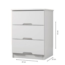 Mesa de Cabeceira 3 Gavetas Londres Branco Acetinado - Móveis Europa - 3