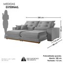Ver imagem 3 de Sofá 3 Lugares Retrátil e Reclinável Veludo 250cm x 105cm Suíça Prata