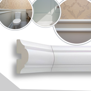 Kit 10 Barras Rodameio Boiserie de Poliestireno Moldura Branco Roda Meio (4cm X 2 Metros)
