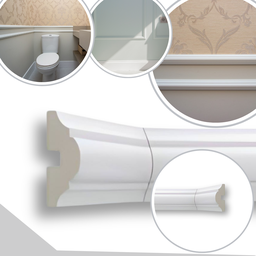 Kit 10 Barras Rodameio Boiserie de Poliestireno Moldura Branco Roda Meio (4cm X 2 Metros) - 6