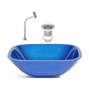 Ver imagem 1 de Cuba de Vidro Quadrada 35cm + Valvula + Torneira Metal