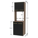 Ver imagem 3 de Torre Quente Suspensa para Forno e Micro-Ondas em MDP 1,5cm Cozinha Moderna Aura Marrom/Nogal/Preto