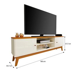 Conjunto Sala de Estar Buffet Ripado Rack 2 Portas 180cm - 3