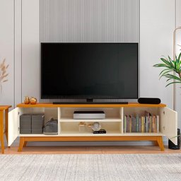 Conjunto Sala de Estar Buffet Ripado Rack 2 Portas 180cm - 2