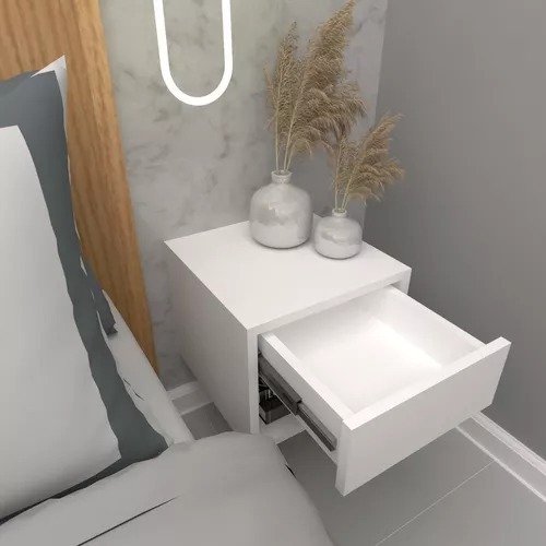 Nicho Suspenso 100% Mdf 30x30x30cm para Cabeceira de Cama - Branco - 2