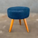 Ver imagem 3 de Kit 2 Puf, Puff Para Sala, Puff Redondo, Suede Azul Marinho