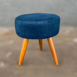 Kit 2 Puf, Puff Para Sala, Puff Redondo, Suede Azul Marinho - 3