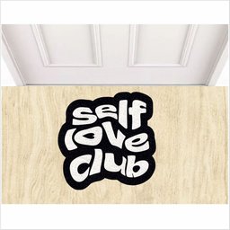 Tapete Capacho Self Love Club Amor Próprio 60x60 no Formato.:preto - 1