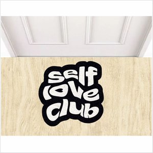 Tapete Capacho Self Love Club Amor Próprio 60x60 no Formato.:preto