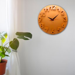 Relógio de Parede Redondo Alto Relevo 3d 30cm Delta Phr001 Laranja - 2 Relógio de Parede Redondo Alto Relevo 3d 30cm Delta Phr001 Laranja - 2