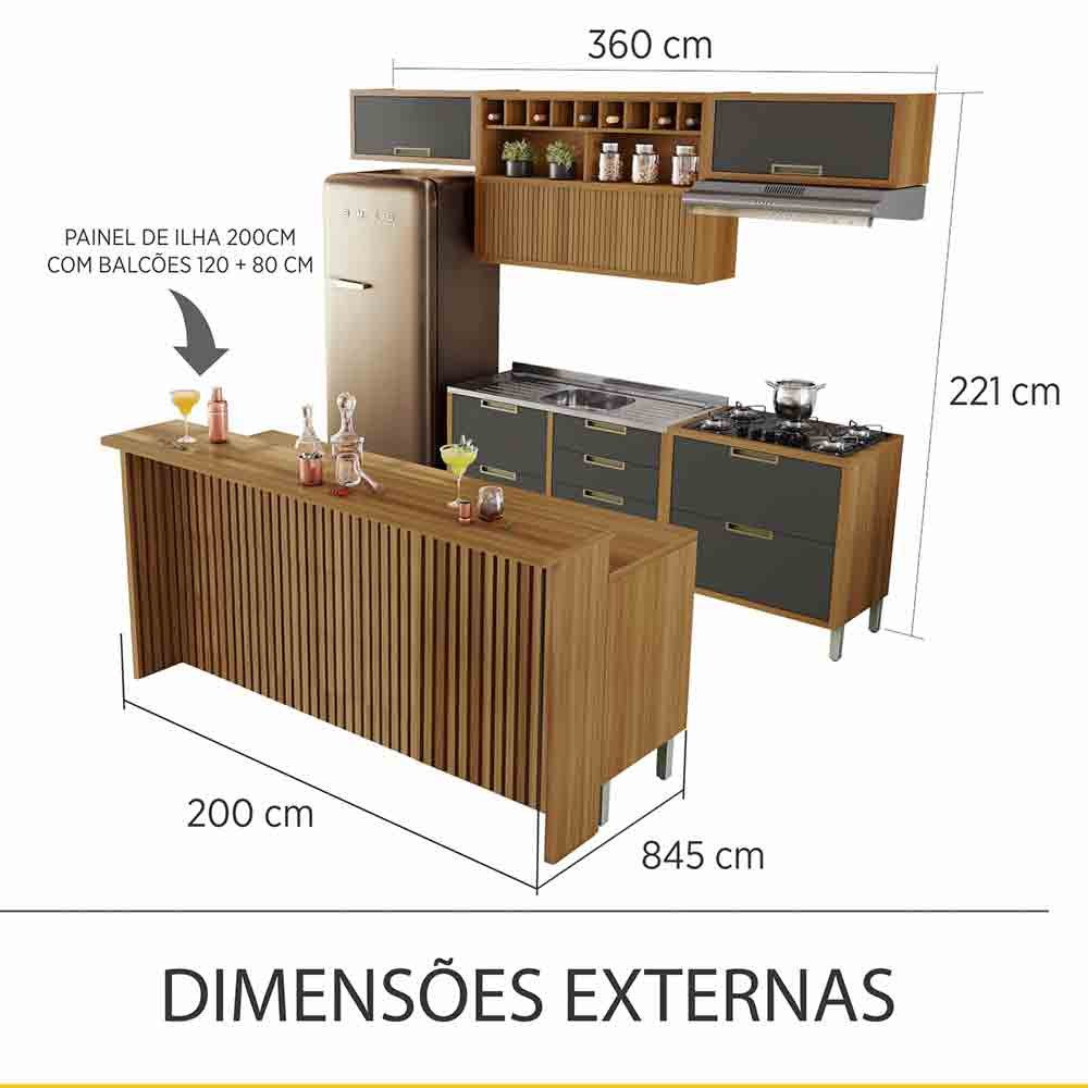 Cozinha 08 Peças Ripado Nesher Imperatriz Gourmet 100% Mdf - 2