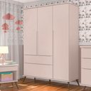 Ver imagem 4 de Cômoda e Guarda Roupa Infantil Retro Alice Rosa Acetinado - Phoenix Baby