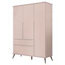 Ver imagem 3 de Cômoda e Guarda Roupa Infantil Retro Alice Rosa Acetinado - Phoenix Baby