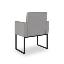 Kit 02 Poltronas Decorativa Salão Cinza - Base Ferro Preto - 4
