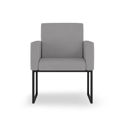 Kit 02 Poltronas Decorativa Salão Cinza - Base Ferro Preto - 2