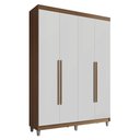 Ver imagem 2 de Guarda-Roupa Solteiro com Pés 4 Portas Batentes Rustic/Branco/Rustic Venus Madesa