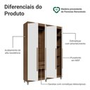 Ver imagem 4 de Guarda-Roupa Solteiro com Pés 4 Portas Batentes Rustic/Branco/Rustic Venus Madesa