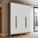 Ver imagem 1 de Guarda-Roupa Solteiro com Pés 4 Portas Batentes Rustic/Branco/Rustic Venus Madesa