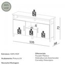 Ver imagem 2 de Balcão Estilo Industrial F44 135cm 2 Portas e 1 Gaveta em Mdf Freijó Preto Fosco Dalla Costa
