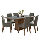 Ver imagem 2 de Conjunto Sala de Jantar Tampo de Madeira 6 Cadeiras Rustic/Cinza/Silver Grasse Madesa
