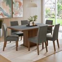 Ver imagem 1 de Conjunto Sala de Jantar Tampo de Madeira 6 Cadeiras Rustic/Cinza/Silver Grasse Madesa