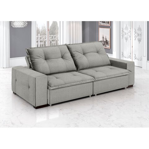 Sofá Retrátil e Reclinável 3 Lugares Linho Aquarius 200cm Cinza