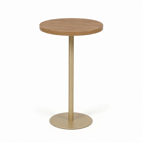 Mesa de Apoio Redonda Alta MDF Cor:Dourado