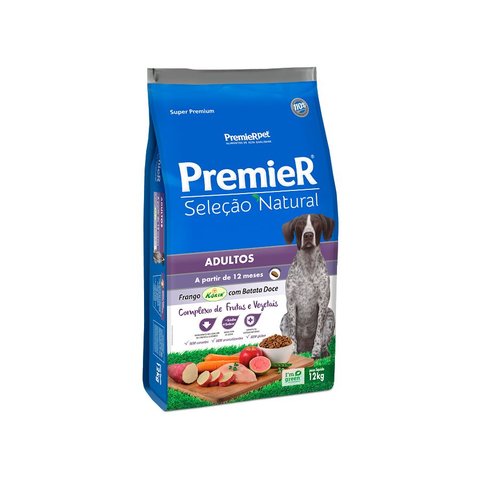 Ração Premier Seleção Natural Adulto Raças Médias Sabor Batata Doce 12kg Premier Pet